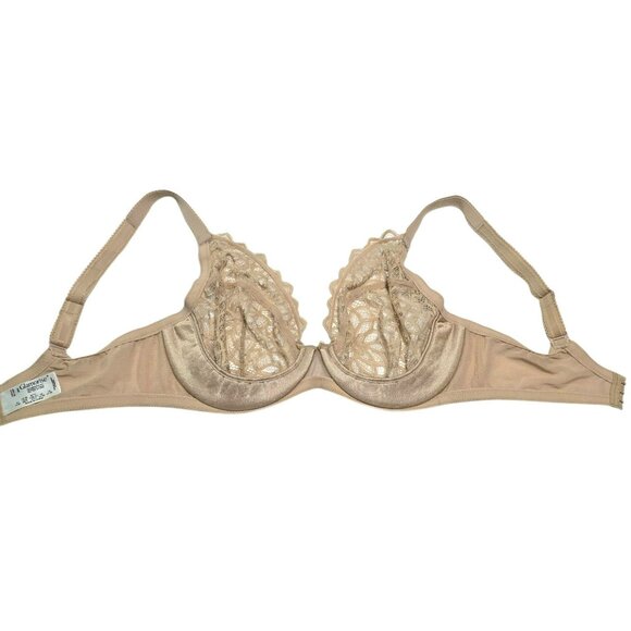 Glamorise Lace Underwire Bra 34DD Beige Nude Sheer Floral Lingerie Wonderwire - Picture 9 of 9
